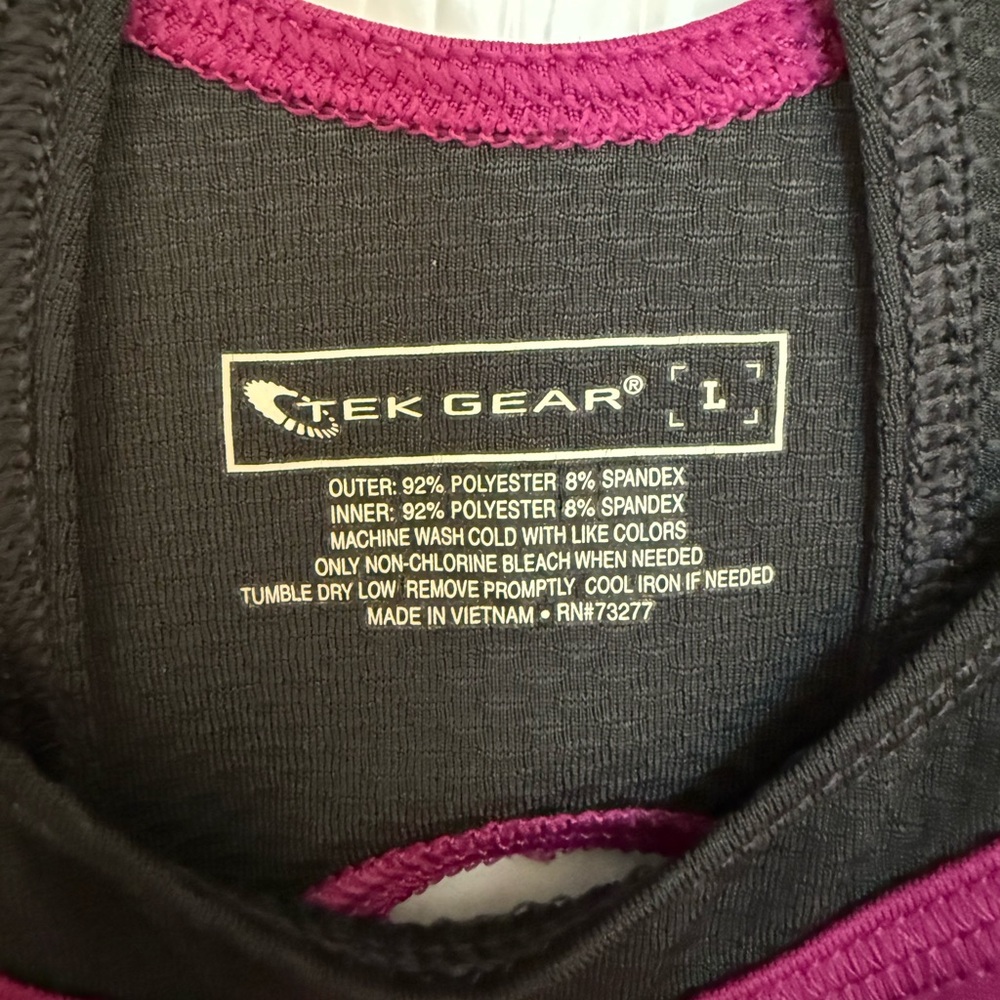 Tek Gear Women's Size Large Workout Athletic Racerback Tank Top Magenta Black🩷 - Picture 2 of 3
